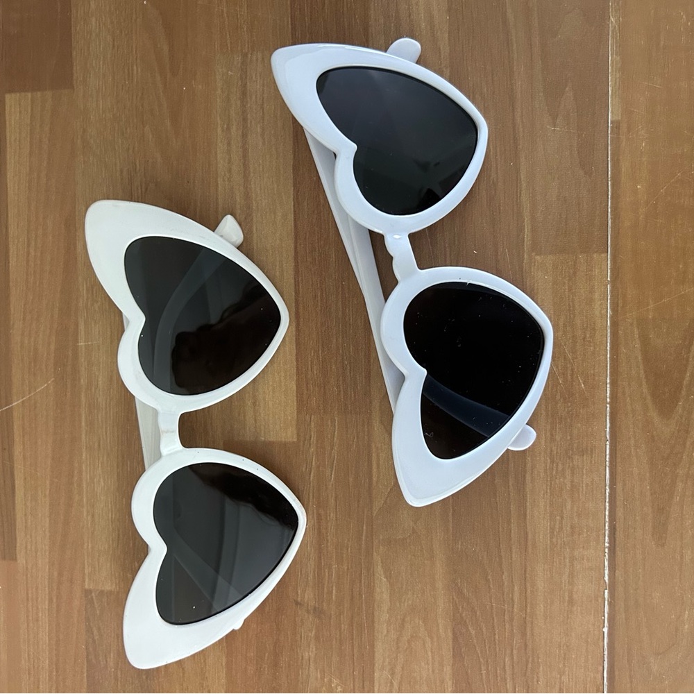 Heart-Shaped White Sunglasses